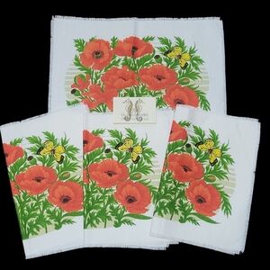 The Bagshaws of St Lucia West Indies 4-Pc Placemats Poppy Butterfly Floral NEW